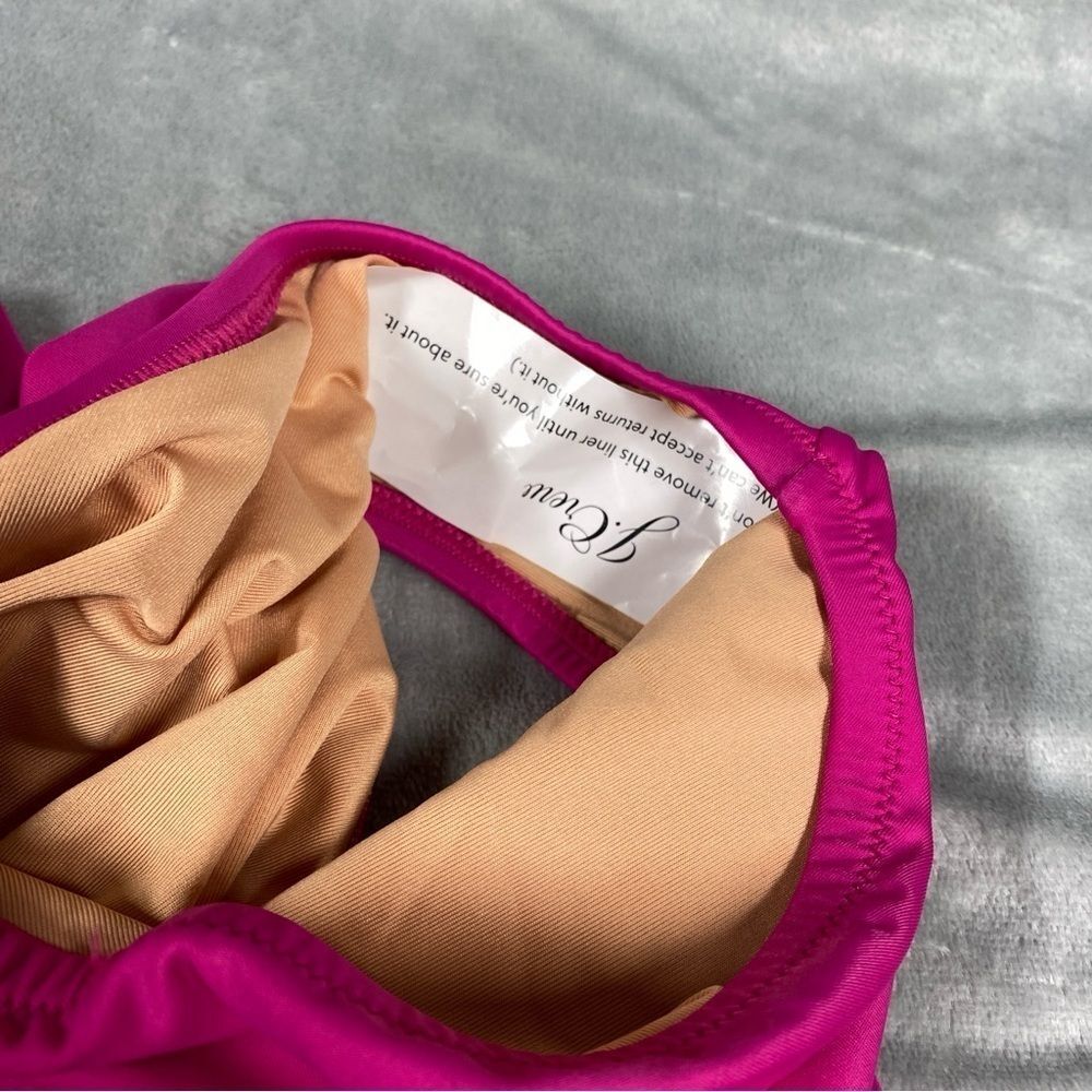 NEW J. Crew Ruched V Neck One Piece Size 24 Pink Radiant Fuchsia - Picture 5 of 10
